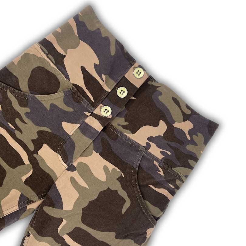 Freddy WR.UP® push up 7/8 camouflage cotton trousers with high waist