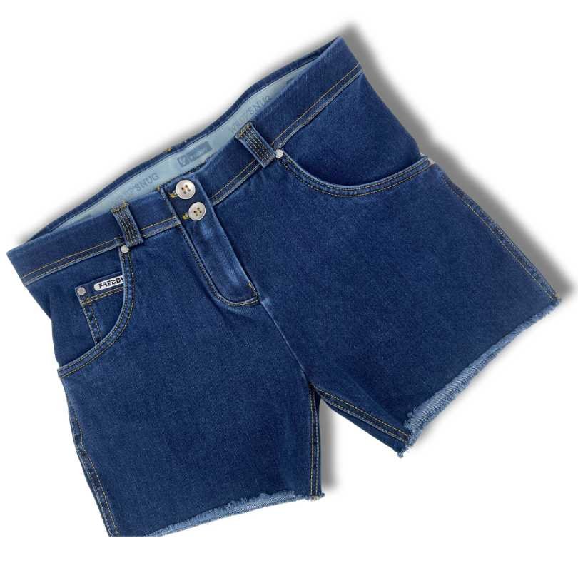 Freddy WR.UP® regular waist fringed push up shuttle-woven eco-friendly denim shorts