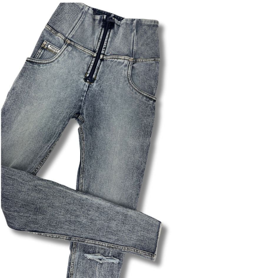 Freddy WR.UP® high waist ripped push up jeans with shuttle-woven acid-washed effect denim